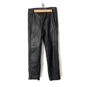 Linda Allard Ellen Tracy Leather Pants Sz 4 Straight Leg Women’s Black